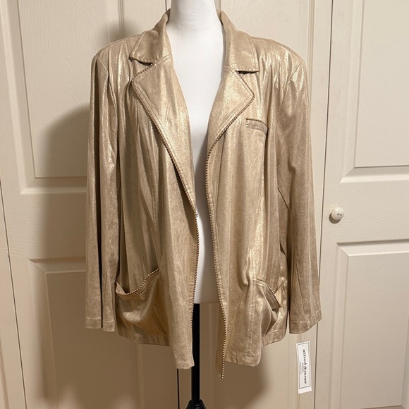 Alfred Dunner Jackets & Blazers - NWT, Alfred Dunner, size 3x, Metallic Gold Women's Jacket, gold studded details